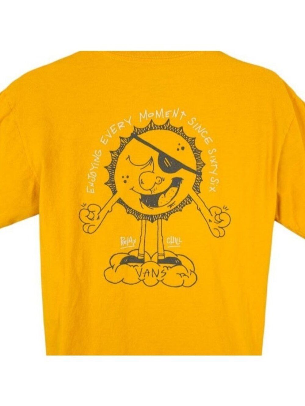 Vans T Shirt Mens Size Medium Yellow Enjoying Every Moment Sunshine